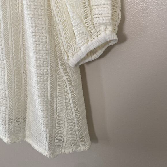 Sezane Diana Crochet Lace Long Sleeve Ruffle Mini Dress Ecru Cream Size 4 - Picture 12 of 16